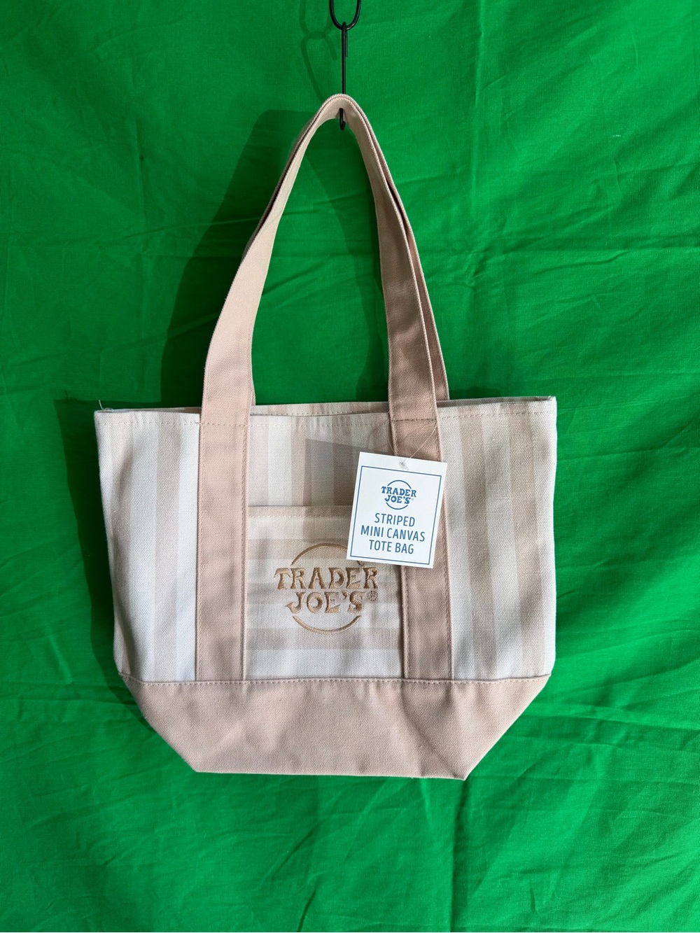 Trader Joe’s Beige Striped Mini Canvas Tote Bag